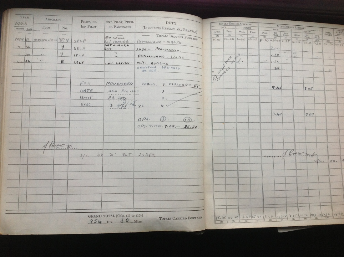 logbook november 1943-1