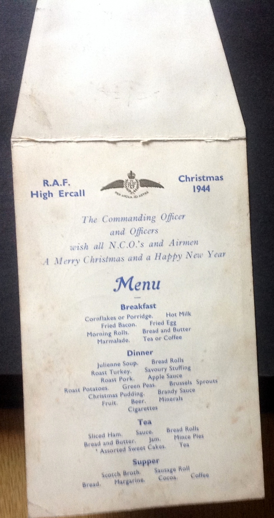 menu RAF High Ercall